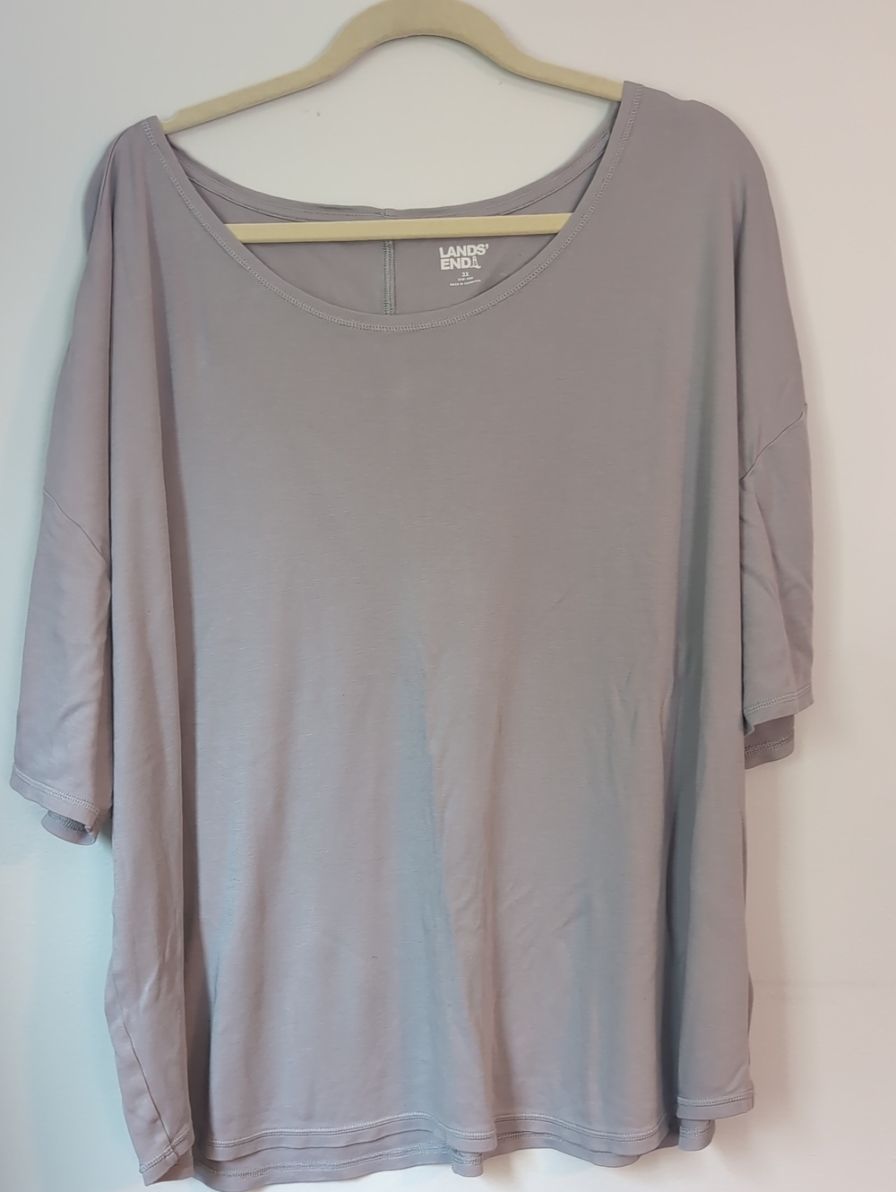 Lands' End Women's Short-Sleeve Scoop Neck Tee in Light Lavender